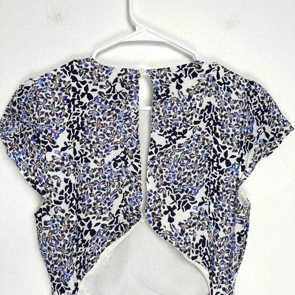 Reiss Livia Mosaic Print Split Midi Dress Floral Blue White Navy 7 - Picture 8 of 12